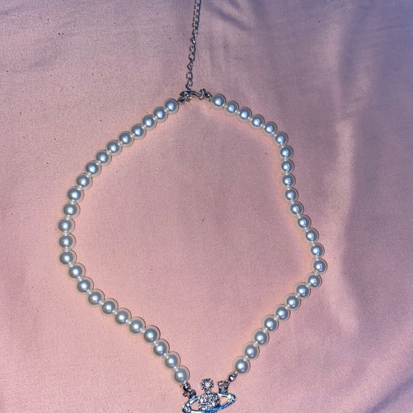 NEW Saturn Planet Silver Charm pearl necklace - Picture 8 of 8